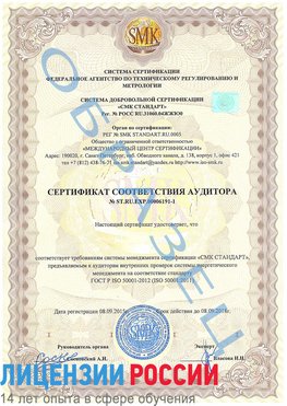 Образец сертификата соответствия аудитора №ST.RU.EXP.00006191-1 Палласовка Сертификат ISO 50001